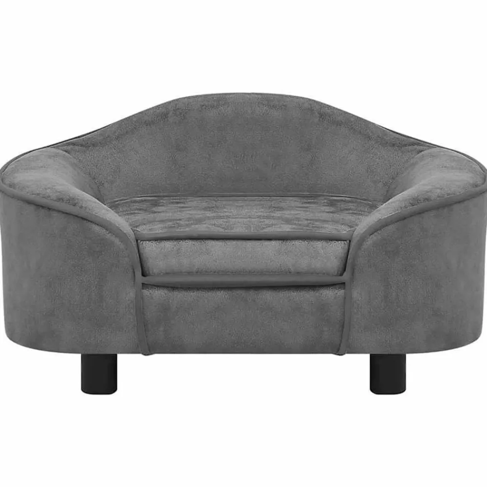 Articles Pour Animaux De Compagnie-vidaXL Canapé pour chien 67x47x36 cm Peluche Gris