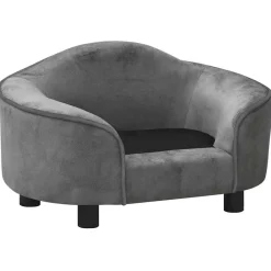 Articles Pour Animaux De Compagnie-vidaXL Canapé pour chien 67x47x36 cm Peluche Gris