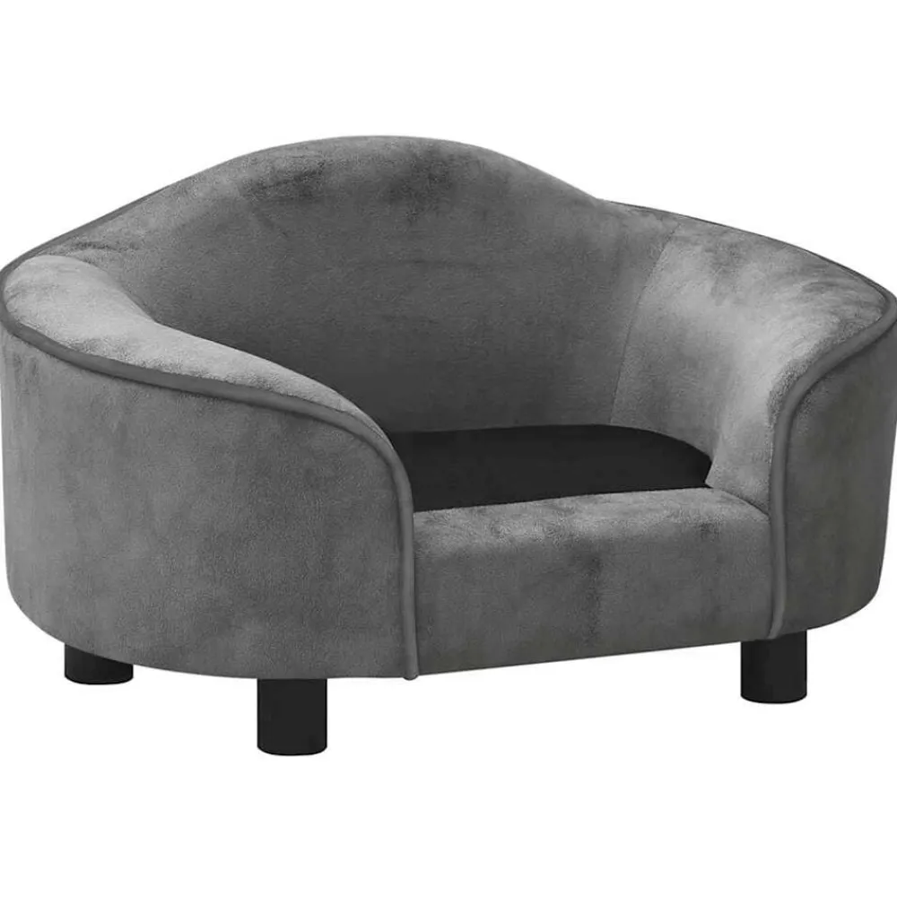 Articles Pour Animaux De Compagnie-vidaXL Canapé pour chien 67x47x36 cm Peluche Gris