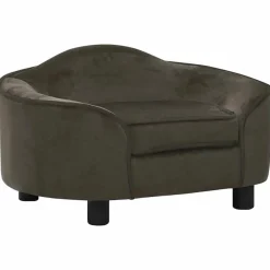Articles Pour Animaux De Compagnie-vidaXL Canapé pour chien 67x47x36 cm Peluche Gris foncé