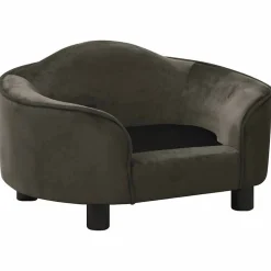 Articles Pour Animaux De Compagnie-vidaXL Canapé pour chien 67x47x36 cm Peluche Gris foncé