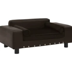 Articles Pour Animaux De Compagnie-vidaXL Canapé pour chien 81x43x31 cm Peluche et similicuir Marron