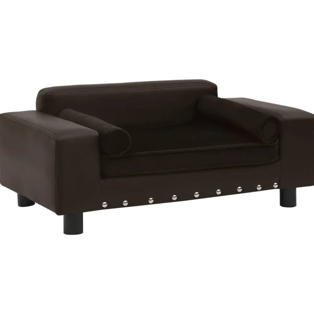 Articles Pour Animaux De Compagnie-vidaXL Canapé pour chien 81x43x31 cm Peluche et similicuir Marron