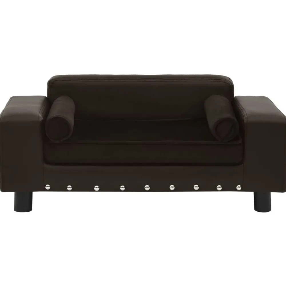 Articles Pour Animaux De Compagnie-vidaXL Canapé pour chien 81x43x31 cm Peluche et similicuir Marron