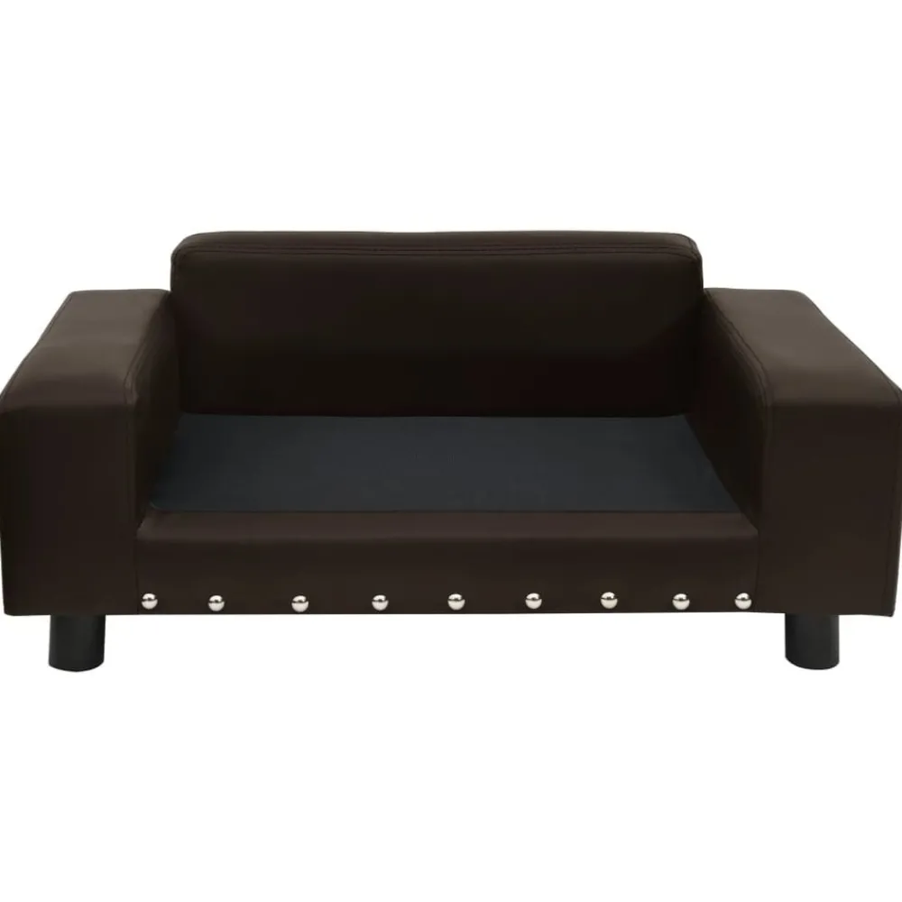 Articles Pour Animaux De Compagnie-vidaXL Canapé pour chien 81x43x31 cm Peluche et similicuir Marron