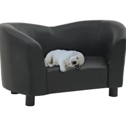 Articles Pour Animaux De Compagnie-vidaXL Canapé pour chien 67x41x39 cm Similicuir Noir