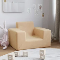 Mobilier Pour Bébés & Tout-Petits-vidaXL Canapé pour enfants Crème Peluche douce Cr&egrave;me