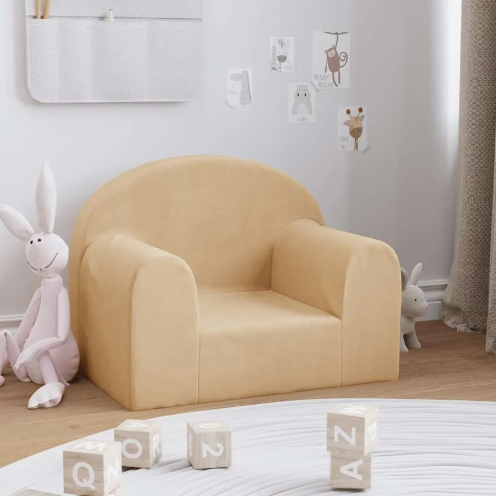 Mobilier Pour Bébés & Tout-Petits-vidaXL Canapé pour enfants crème peluche douce Crème