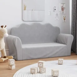 Mobilier Pour Bébés & Tout-Petits-vidaXL Canapé pour enfants 2 places peluche douce Gris clair