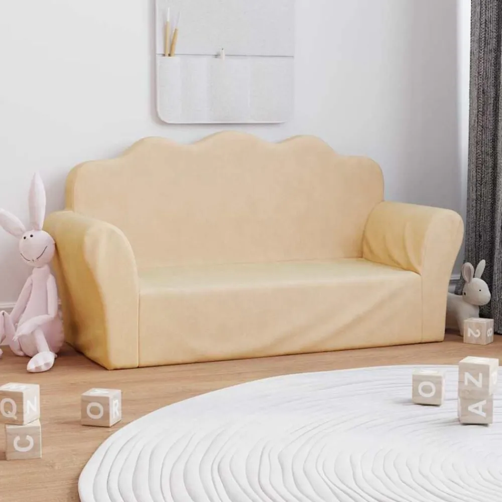 Mobilier Pour Bébés & Tout-Petits-vidaXL Canapé pour enfants 2 places crème peluche douce Crème