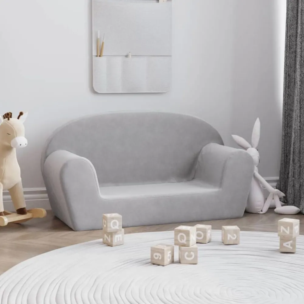 Mobilier Pour Bébés & Tout-Petits-vidaXL Canapé pour enfants 2 places peluche douce Gris clair