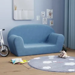 Mobilier Pour Bébés & Tout-Petits-vidaXL Canapé pour enfants 2 places peluche douce Bleu