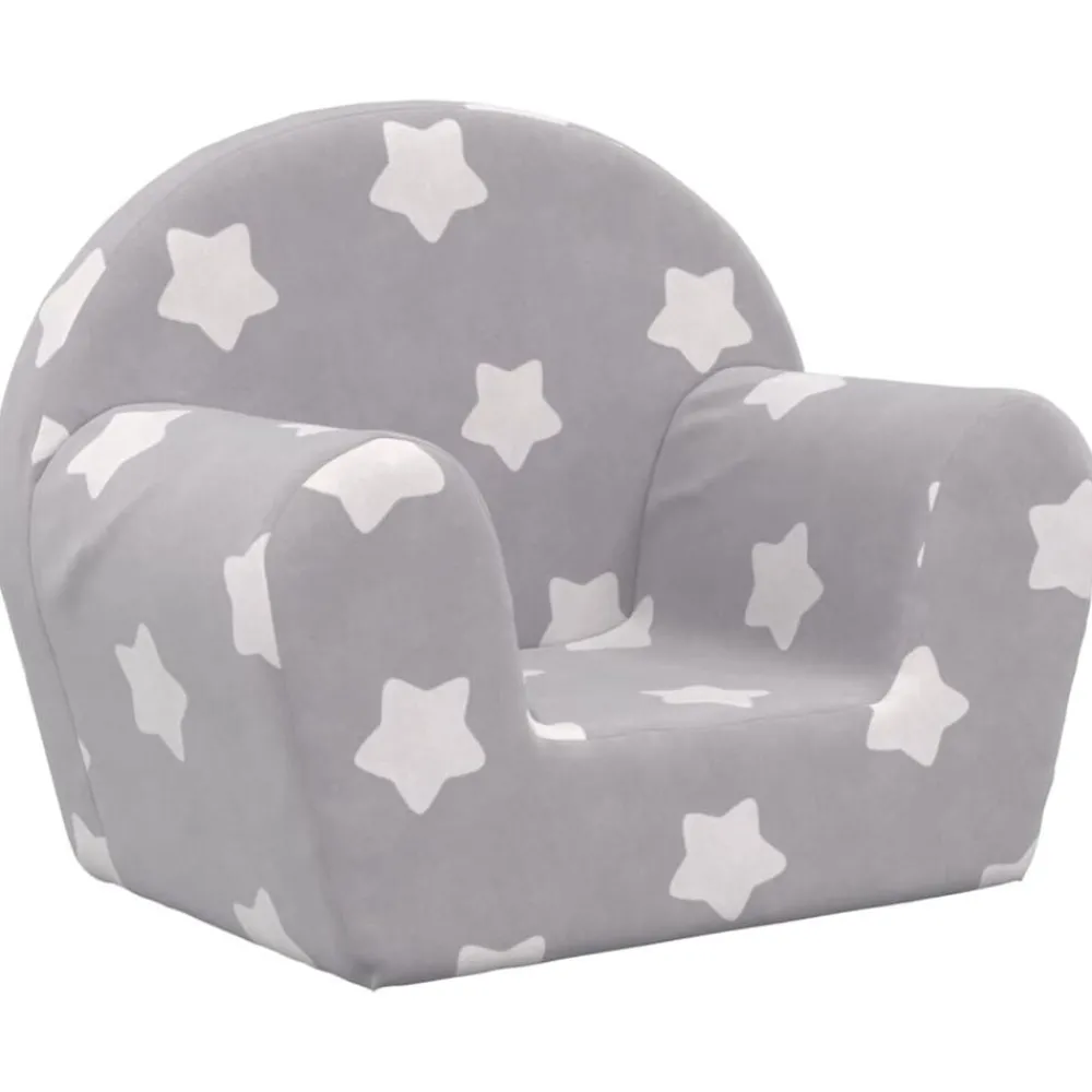 vidaXL Canapé pour enfants gris clair avec étoiles peluche douce