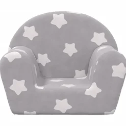 vidaXL Canapé pour enfants gris clair avec étoiles peluche douce