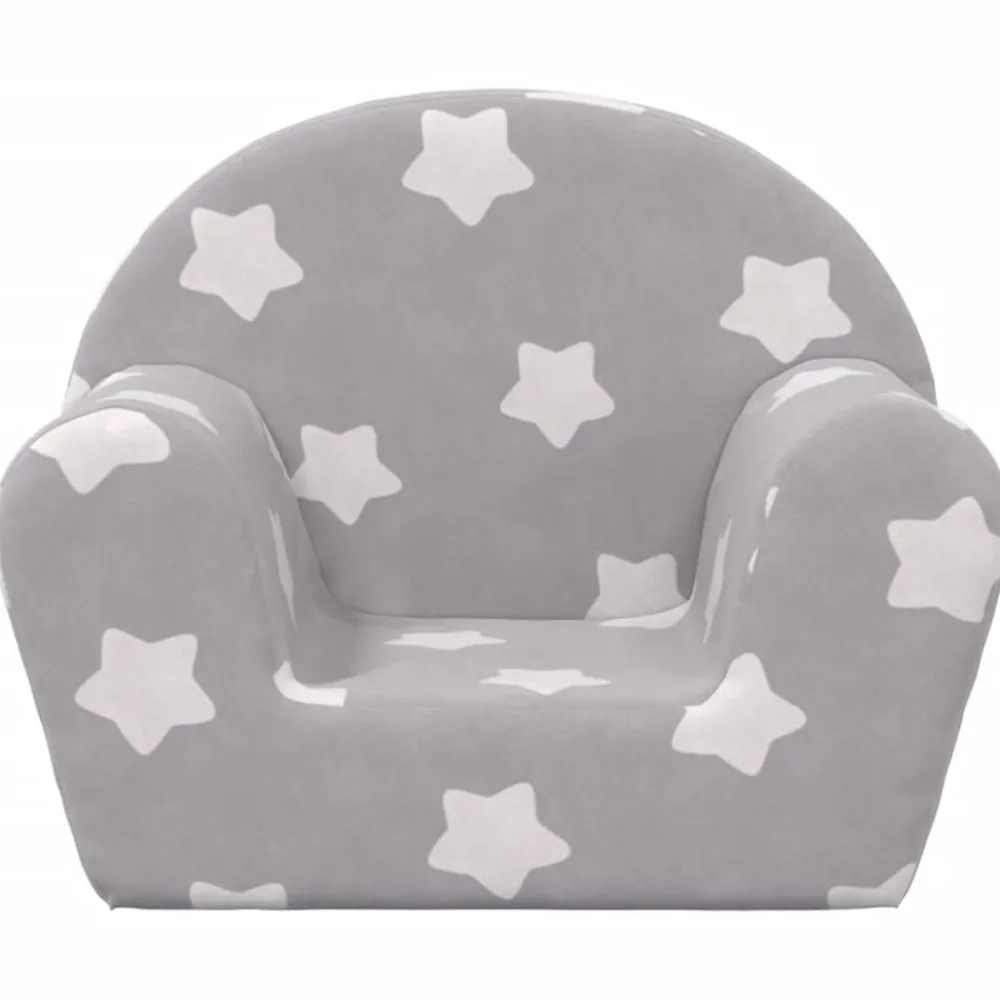 vidaXL Canapé pour enfants gris clair avec étoiles peluche douce