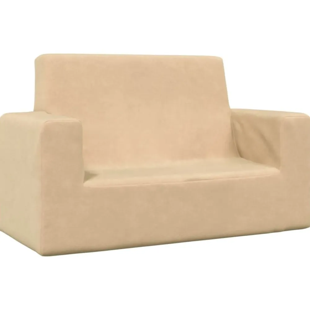Mobilier Pour Bébés & Tout-Petits-vidaXL Canapé pour enfants à 2 places Crème Peluche douce Crème