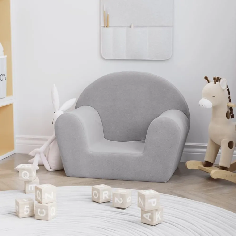 Mobilier Pour Bébés & Tout-Petits-vidaXL Canapé pour enfants peluche douce Gris clair
