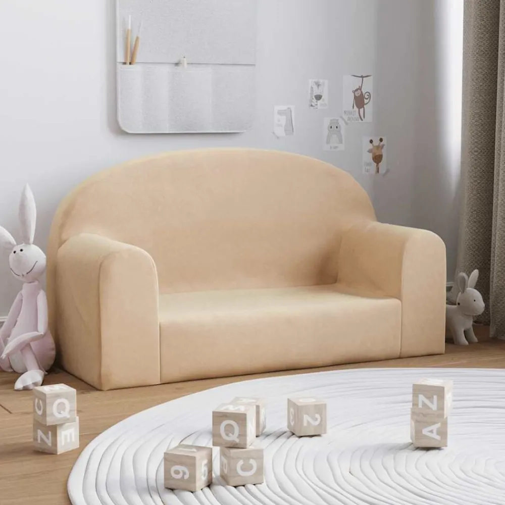 Mobilier Pour Bébés & Tout-Petits-vidaXL Canapé pour enfants 2 places crème peluche douce Crème