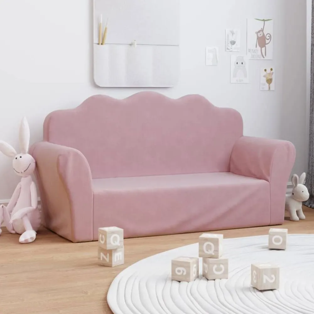 vidaXL Canapé pour enfants 2 places Peluche douce