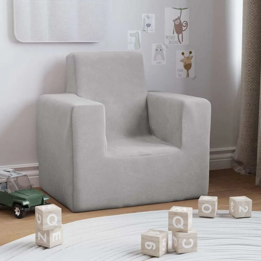 Mobilier Pour Bébés & Tout-Petits-vidaXL Canapé pour enfants Peluche douce Gris clair