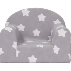 Mobilier Pour Bébés & Tout-Petits-vidaXL Canapé pour enfants gris clair avec étoiles peluche douce Gris clair et blanc