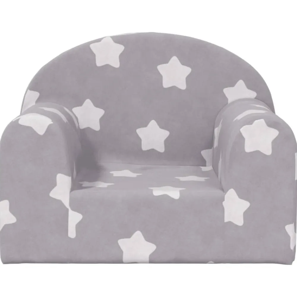 Mobilier Pour Bébés & Tout-Petits-vidaXL Canapé pour enfants gris clair avec étoiles peluche douce Gris clair et blanc