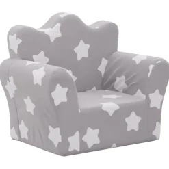 Mobilier Pour Bébés & Tout-Petits-vidaXL Canapé pour enfants gris clair avec étoiles peluche douce Gris clair et blanc