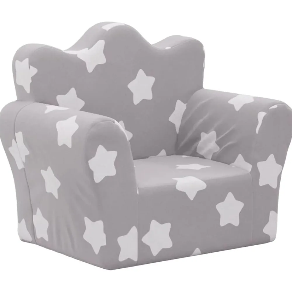 Mobilier Pour Bébés & Tout-Petits-vidaXL Canapé pour enfants gris clair avec étoiles peluche douce Gris clair et blanc