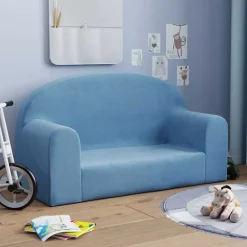 Mobilier Pour Bébés & Tout-Petits-vidaXL Canapé pour enfants 2 places peluche douce Bleu
