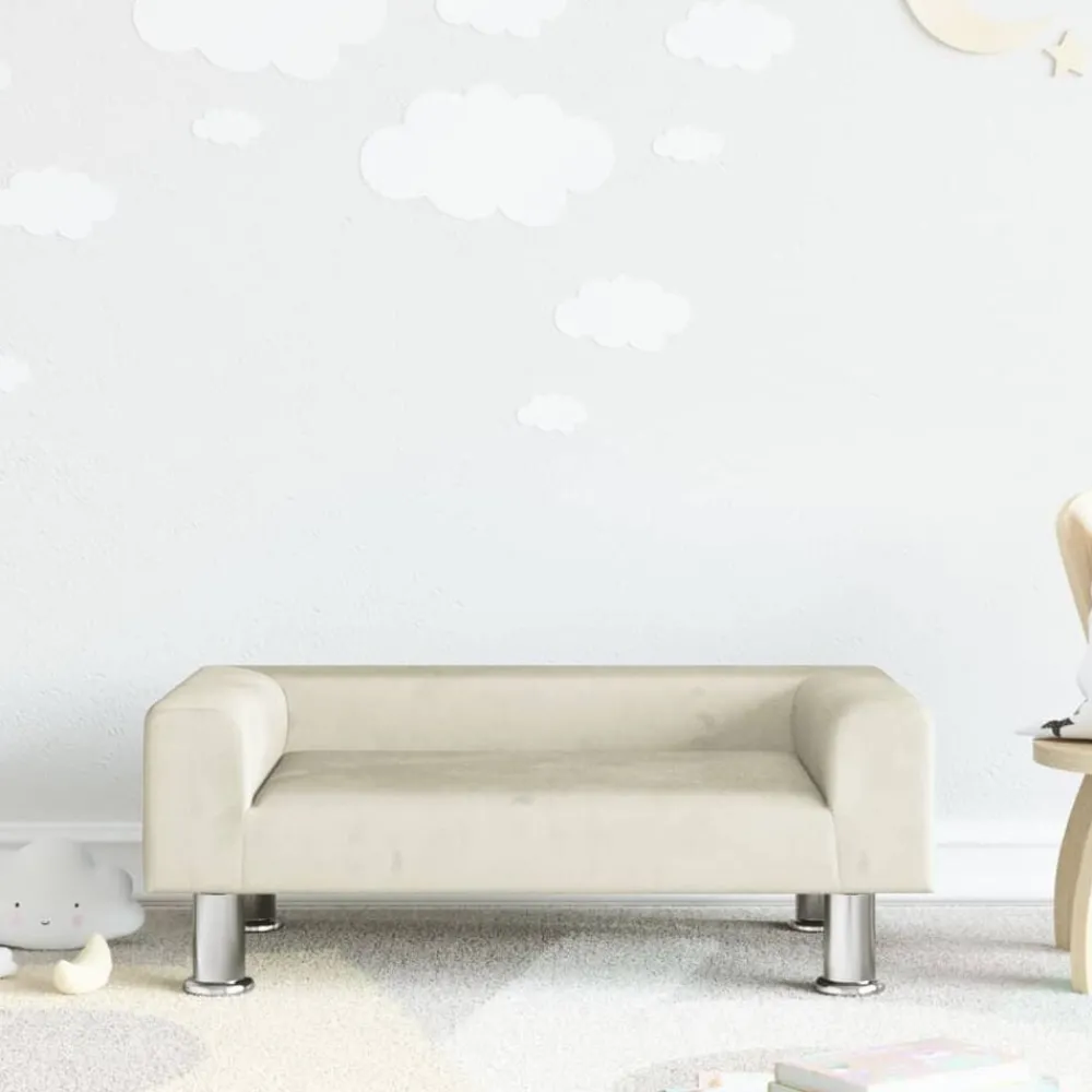 Mobilier Pour Bébés & Tout-Petits-vidaXL Canapé pour enfants crème 70x45x26,5 cm velours Crème