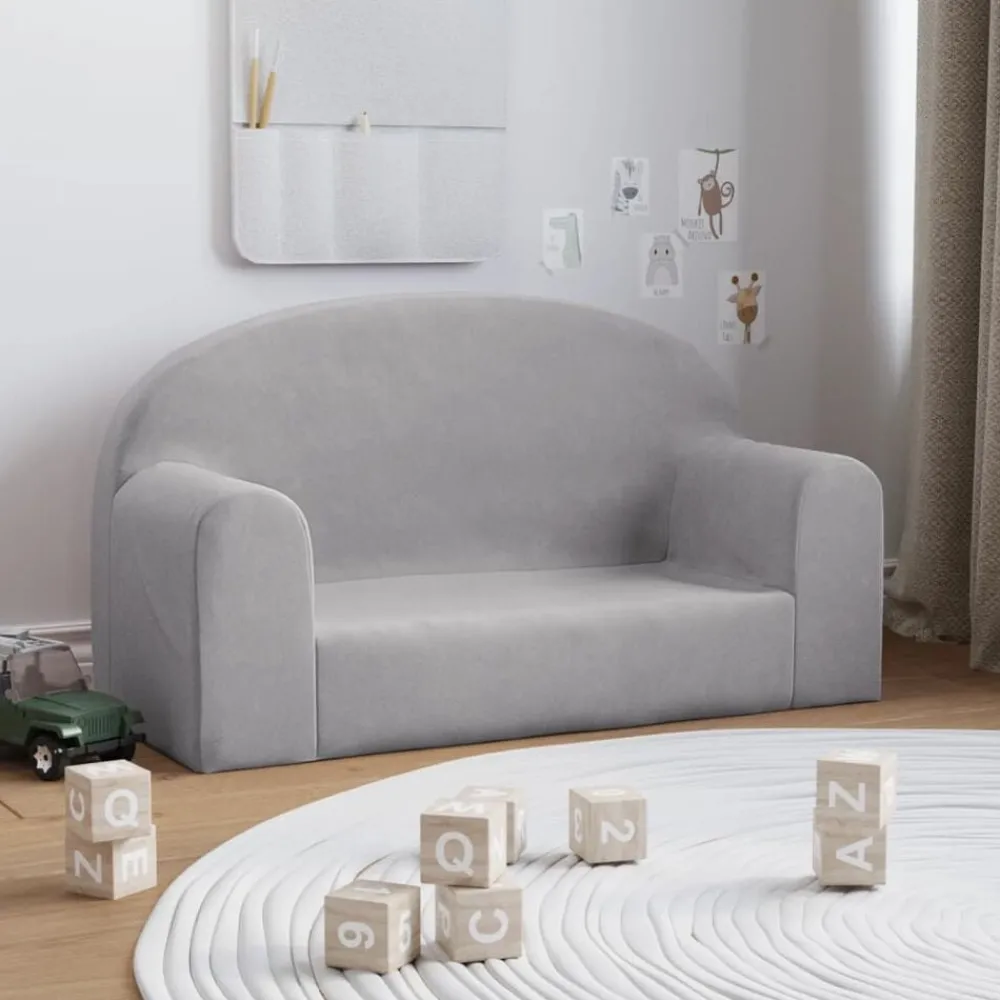 Mobilier Pour Bébés & Tout-Petits-vidaXL Canapé pour enfants 2 places peluche douce Gris clair