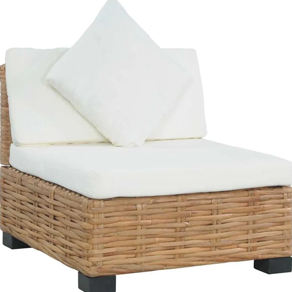 Mobilier De Jardin-vidaXL Canapé sans accoudoirs avec coussins Rotin naturel
