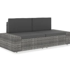 Mobilier De Jardin-vidaXL Canapé sectionnel 2 places Résine tressée Gris