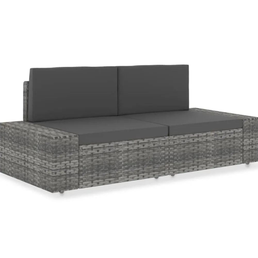 Mobilier De Jardin-vidaXL Canapé sectionnel 2 places Résine tressée Gris