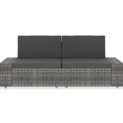 Mobilier De Jardin-vidaXL Canapé sectionnel 2 places Résine tressée Gris