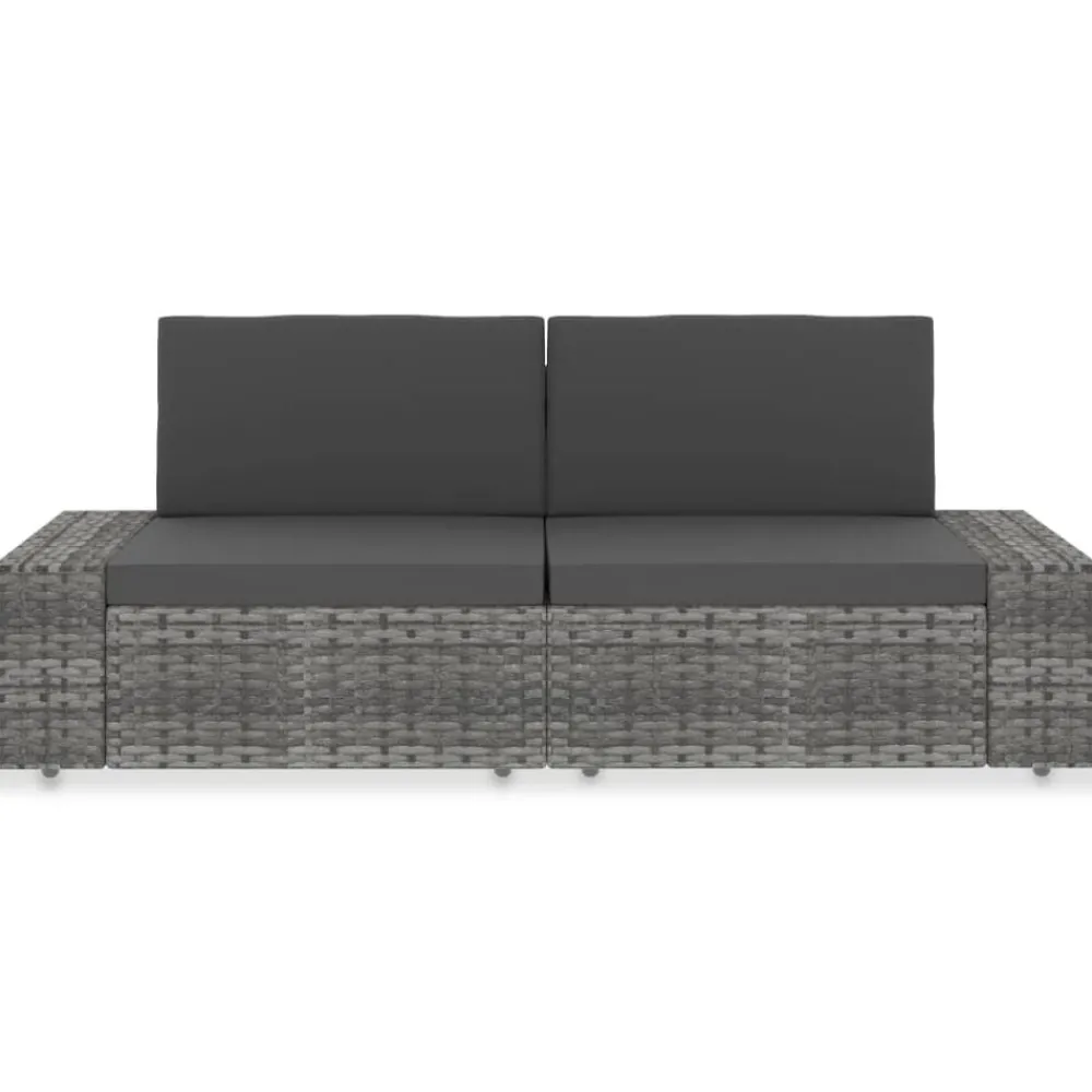 Mobilier De Jardin-vidaXL Canapé sectionnel 2 places Résine tressée Gris