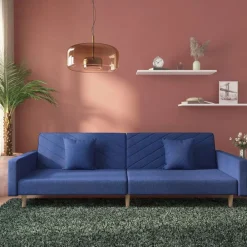vidaXL Canapé-lit à 2 places avec deux oreillers tissu