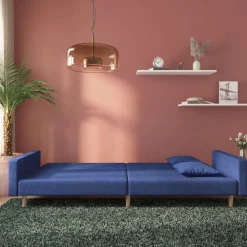 vidaXL Canapé-lit à 2 places avec deux oreillers tissu