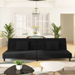 vidaXL Canapé-lit à 2 places avec deux oreillers Velours
