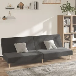 vidaXL Canapé-lit à 2 places tissu