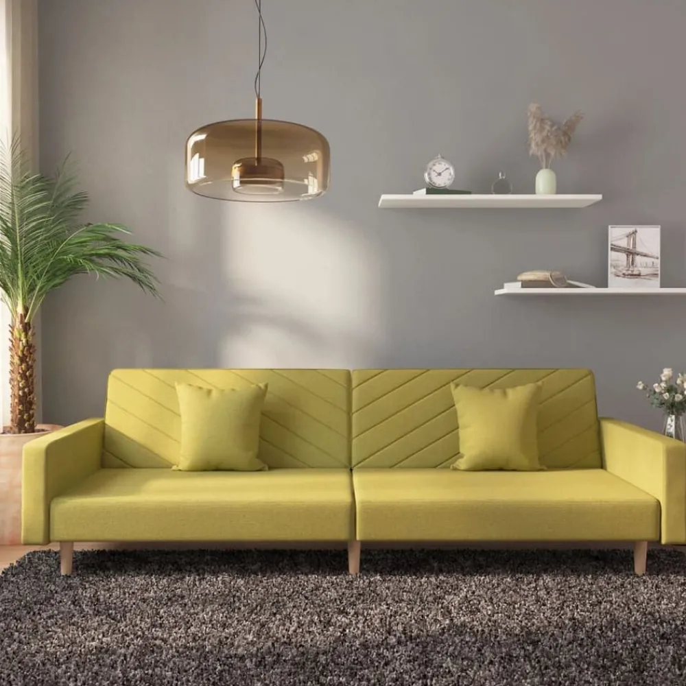 vidaXL Canapé-lit à 2 places avec deux oreillers Tissu
