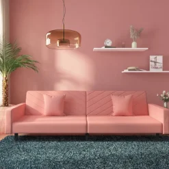 vidaXL Canapé-lit à 2 places avec deux oreillers Velours