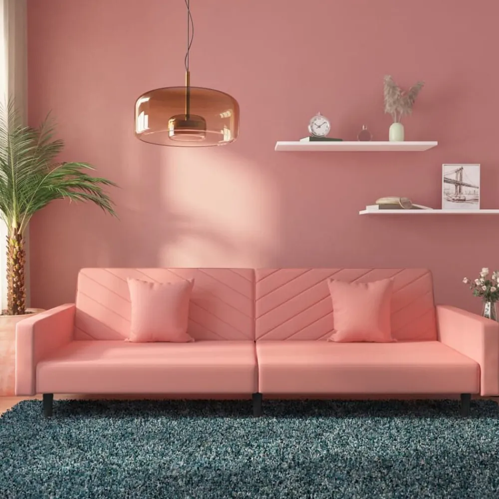 vidaXL Canapé-lit à 2 places avec deux oreillers Velours