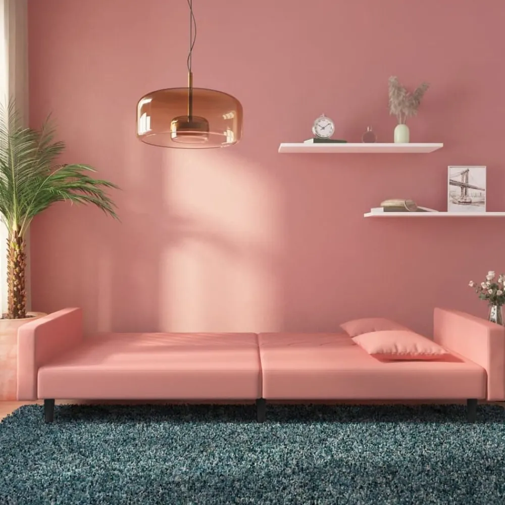 vidaXL Canapé-lit à 2 places avec deux oreillers Velours