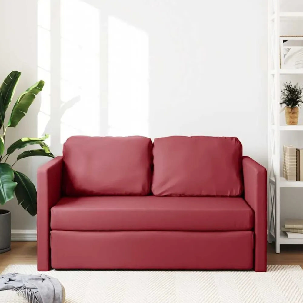 vidaXL Canapé-lit 2 en 1 rouge 112x174x55 cm similicuir