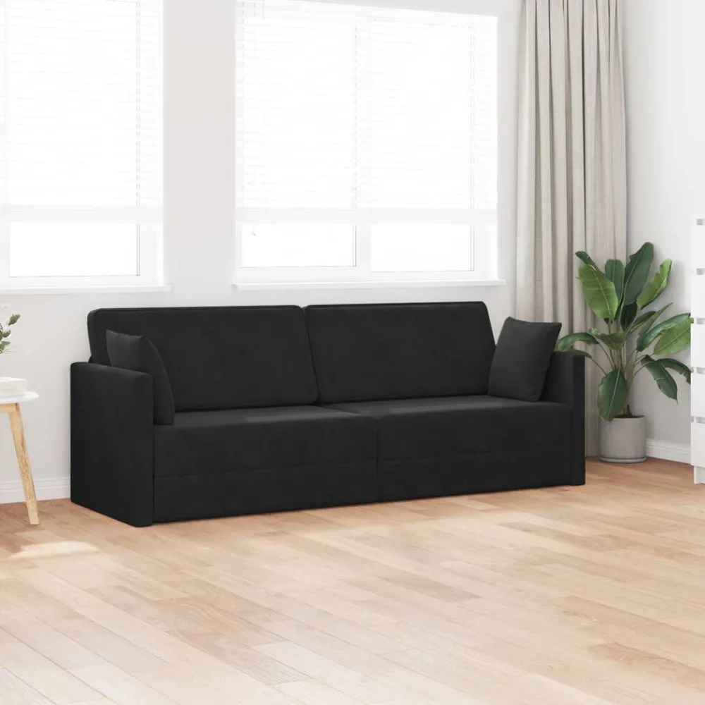 Canapés-vidaXL Canapé-lit au sol 213 x 70 x 77 cm Velours Noir