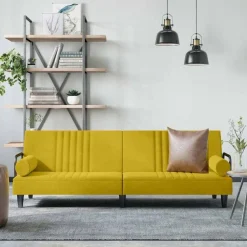 vidaXL Canapé-lit avec accoudoirs jaune velours