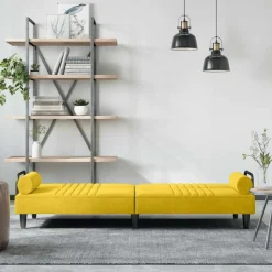 vidaXL Canapé-lit avec accoudoirs jaune velours