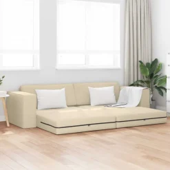 Canapés-vidaXL Canapé-Lit Crème 245 x 78 x 77 cm tissu Cr&egrave;me
