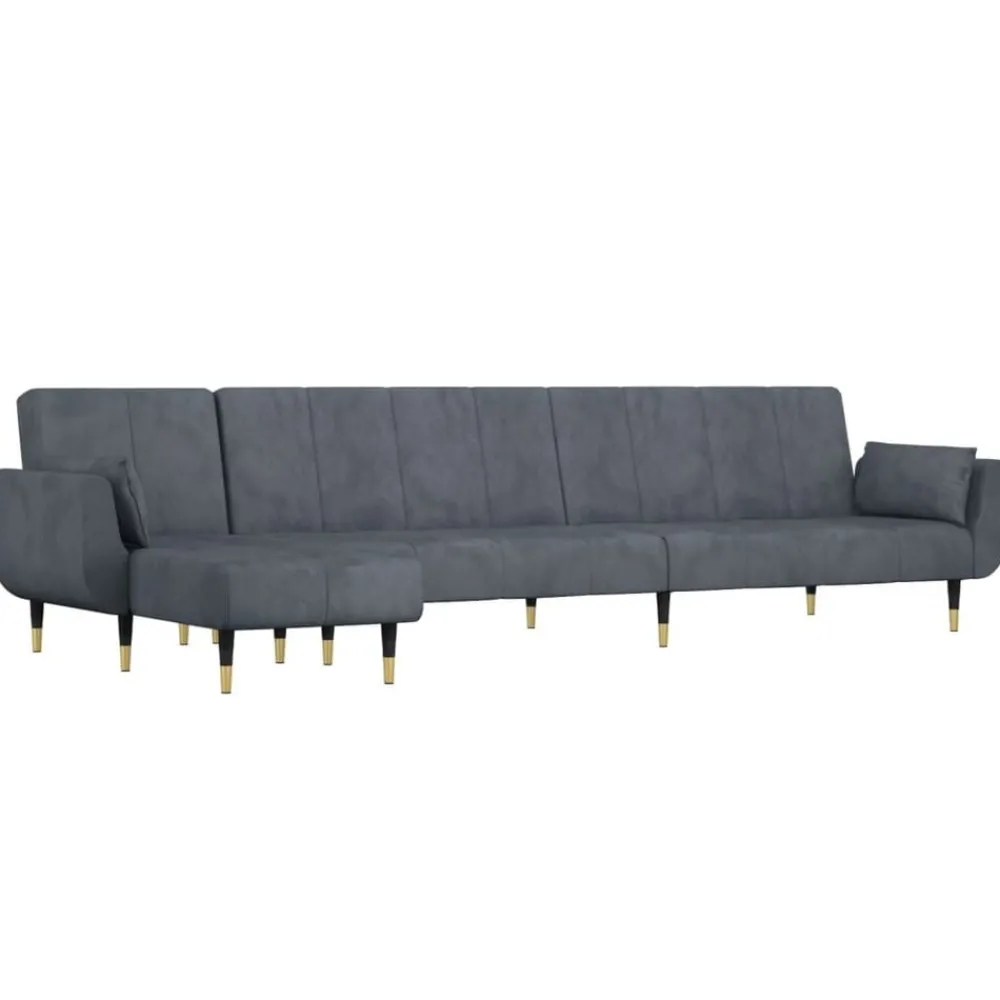 Canapés-vidaXL Canapé-lit en forme de L gris 275x140x70 cm velours Gris foncé